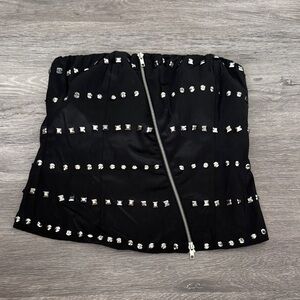 Wet Seal Black Satin Corset Top with Silver Studs